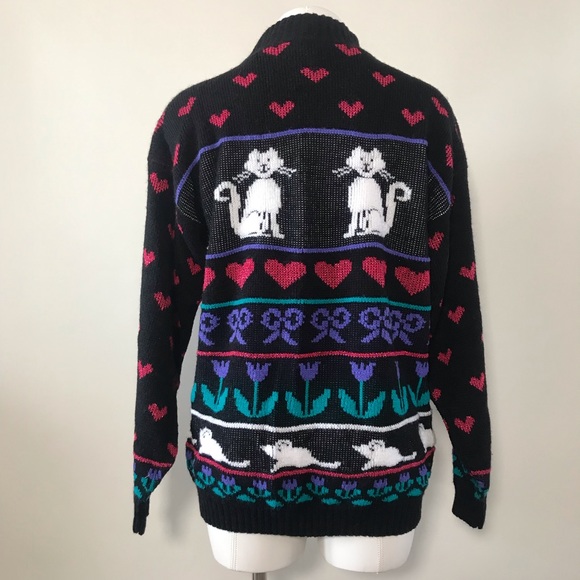Vintage ADELE KNITWEAR Cat Lover Knit Sweater - Picture 6 of 8